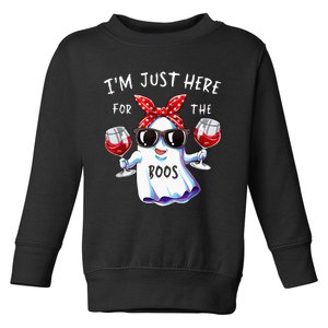 Im Just Here For The Boos Ghost Halloween Funny Novelty Toddler Sweatshirt