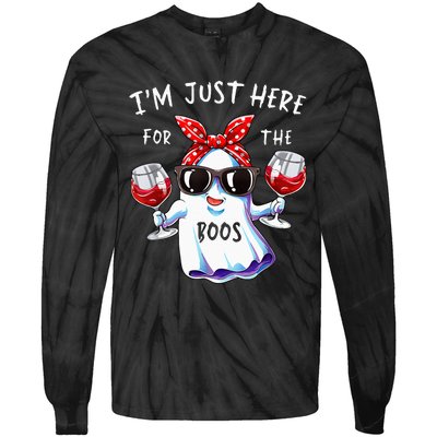 Im Just Here For The Boos Ghost Halloween Funny Novelty Tie-Dye Long Sleeve Shirt