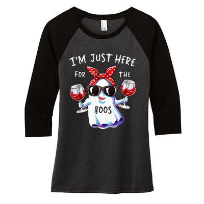 Im Just Here For The Boos Ghost Halloween Funny Novelty Women's Tri-Blend 3/4-Sleeve Raglan Shirt