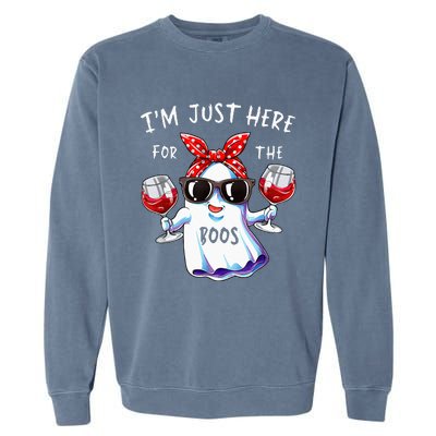 Im Just Here For The Boos Ghost Halloween Funny Novelty Garment-Dyed Sweatshirt