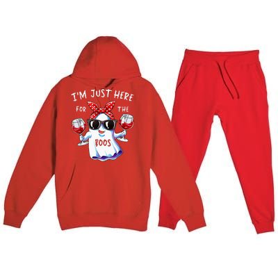 Im Just Here For The Boos Ghost Halloween Funny Novelty Premium Hooded Sweatsuit Set