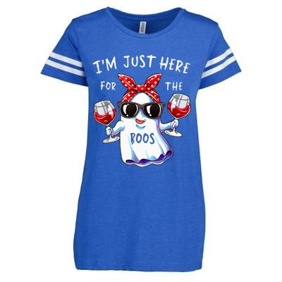 Im Just Here For The Boos Ghost Halloween Funny Novelty Enza Ladies Jersey Football T-Shirt