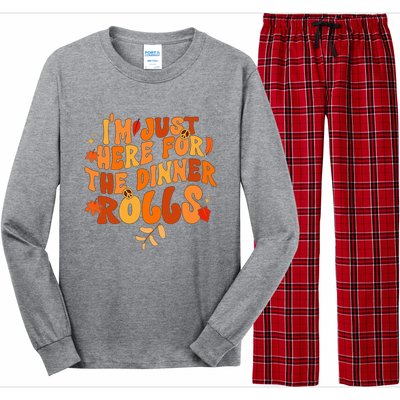 I'm Just Here For The Dinner Rolls Funny Fall Thanksgiving Long Sleeve Pajama Set