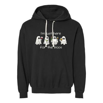 IM Just Here For The Boos Funny Halloween Ghost Garment-Dyed Fleece Hoodie