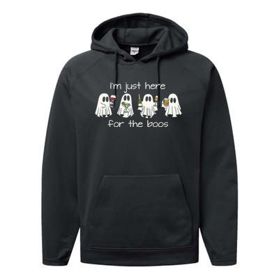 IM Just Here For The Boos Funny Halloween Ghost Performance Fleece Hoodie