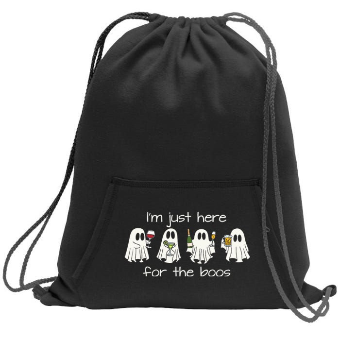 IM Just Here For The Boos Funny Halloween Ghost Sweatshirt Cinch Pack Bag