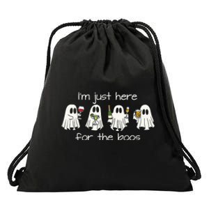 IM Just Here For The Boos Funny Halloween Ghost Drawstring Bag