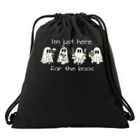 IM Just Here For The Boos Funny Halloween Ghost Drawstring Bag