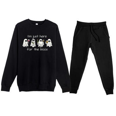 IM Just Here For The Boos Funny Halloween Ghost Premium Crewneck Sweatsuit Set