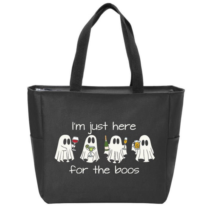 IM Just Here For The Boos Funny Halloween Ghost Zip Tote Bag