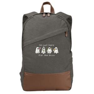 IM Just Here For The Boos Funny Halloween Ghost Cotton Canvas Backpack