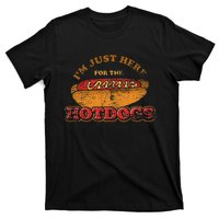 Im Just Here For The Hot Dogs Funny Foodie Weiner Hot Dog T-Shirt