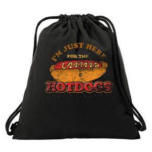 Im Just Here For The Hot Dogs Funny Foodie Weiner Hot Dog Drawstring Bag