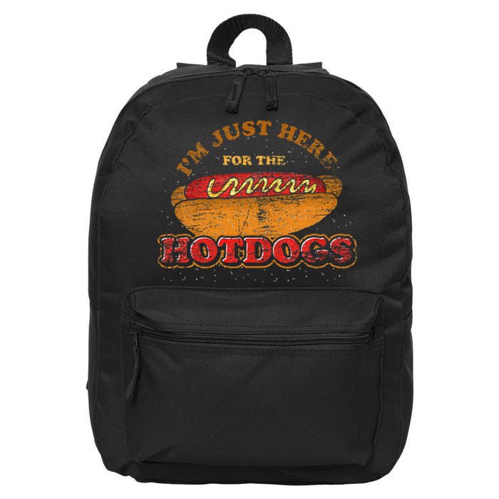 Im Just Here For The Hot Dogs Funny Foodie Weiner Hot Dog 16 in Basic Backpack