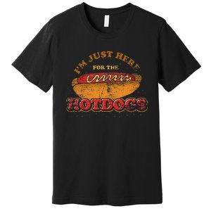 Im Just Here For The Hot Dogs Funny Foodie Weiner Hot Dog Premium T-Shirt