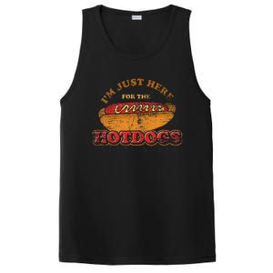 Im Just Here For The Hot Dogs Funny Foodie Weiner Hot Dog PosiCharge Competitor Tank