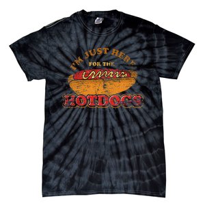 Im Just Here For The Hot Dogs Funny Foodie Weiner Hot Dog Tie-Dye T-Shirt