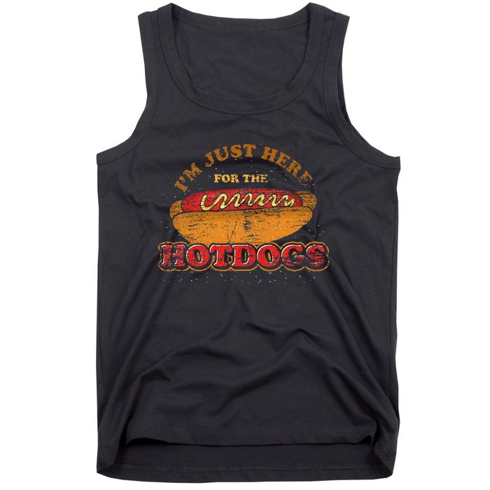 Im Just Here For The Hot Dogs Funny Foodie Weiner Hot Dog Tank Top