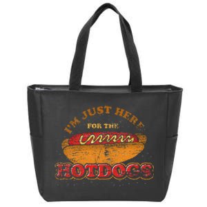 Im Just Here For The Hot Dogs Funny Foodie Weiner Hot Dog Zip Tote Bag