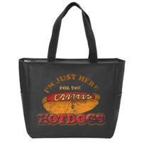 Im Just Here For The Hot Dogs Funny Foodie Weiner Hot Dog Zip Tote Bag