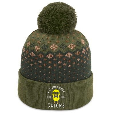 Im Just Here For The Chicks Cute Funny Easter Day The Baniff Cuffed Pom Beanie