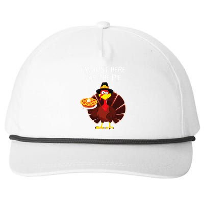 I'm Just Here for the Pie Turkey Pumpkin Pie Thanksgiving Snapback Five-Panel Rope Hat