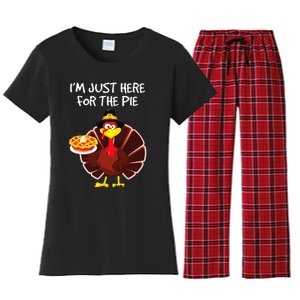 I'm Just Here for the Pie Turkey Pumpkin Pie Thanksgiving Women's Flannel Pajama Set