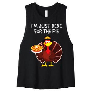 I'm Just Here for the Pie Turkey Pumpkin Pie Thanksgiving Women's Racerback Cropped Tank