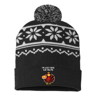 I'm Just Here for the Pie Turkey Pumpkin Pie Thanksgiving USA-Made Snowflake Beanie