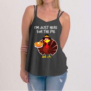 I'm Just Here for the Pie Turkey Pumpkin Pie Thanksgiving Women's Strappy Tank