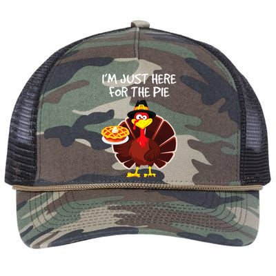 I'm Just Here for the Pie Turkey Pumpkin Pie Thanksgiving Retro Rope Trucker Hat Cap