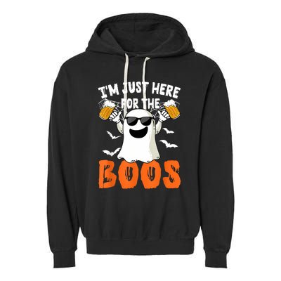 IM Just Here For The Boos Cute Ghost Halloween Costume Garment-Dyed Fleece Hoodie