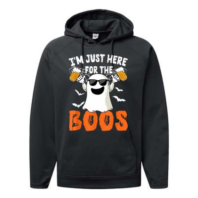 IM Just Here For The Boos Cute Ghost Halloween Costume Performance Fleece Hoodie