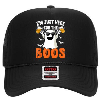 IM Just Here For The Boos Cute Ghost Halloween Costume High Crown Mesh Back Trucker Hat