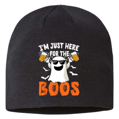 IM Just Here For The Boos Cute Ghost Halloween Costume Sustainable Beanie