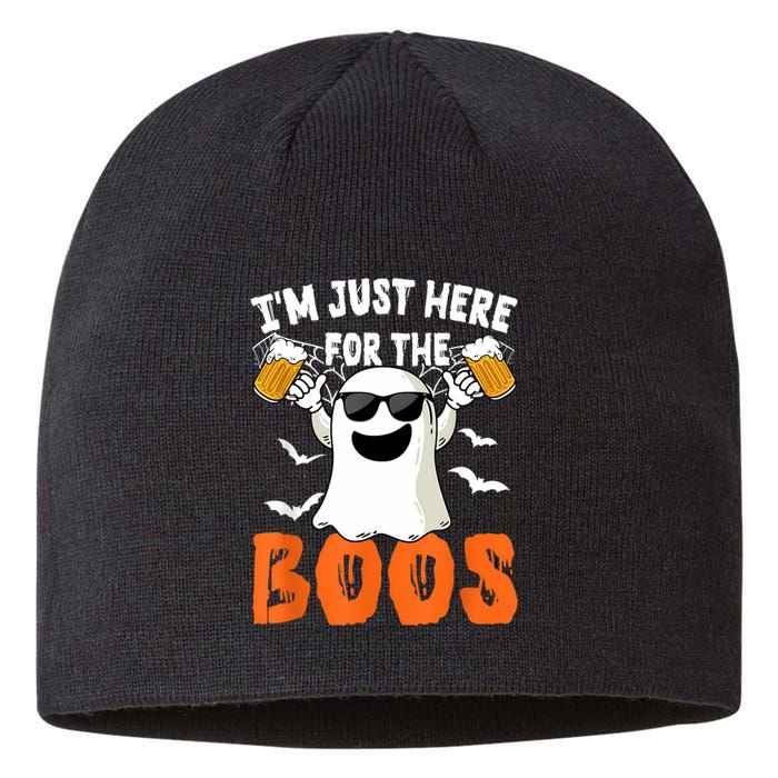 IM Just Here For The Boos Cute Ghost Halloween Costume Sustainable Beanie