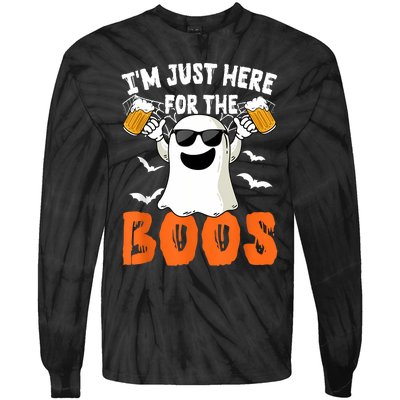 IM Just Here For The Boos Cute Ghost Halloween Costume Tie-Dye Long Sleeve Shirt