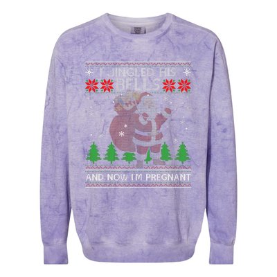 I Jingled His Bells And Now IM Pregnant Ugly Xmas Sweater Colorblast Crewneck Sweatshirt