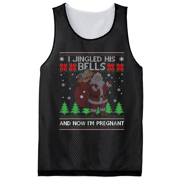 I Jingled His Bells And Now IM Pregnant Ugly Xmas Sweater Mesh Reversible Basketball Jersey Tank