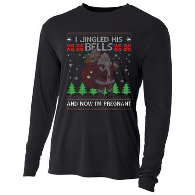 I Jingled His Bells And Now IM Pregnant Ugly Xmas Sweater Cooling Performance Long Sleeve Crew