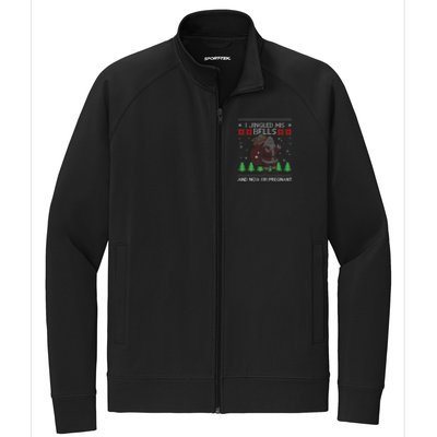 I Jingled His Bells And Now IM Pregnant Ugly Xmas Sweater Stretch Full-Zip Cadet Jacket