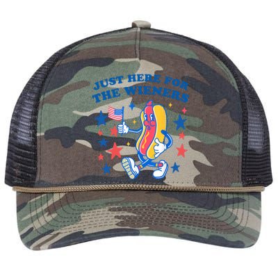 Im Just Here For The Wieners Funny 4th Of July Retro Rope Trucker Hat Cap