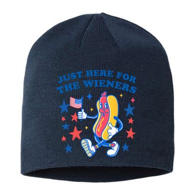 Im Just Here For The Wieners Funny 4th Of July Sustainable Beanie