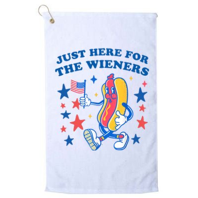 Im Just Here For The Wieners Funny 4th Of July Platinum Collection Golf Towel