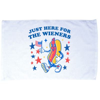 Im Just Here For The Wieners Funny 4th Of July Microfiber Hand Towel