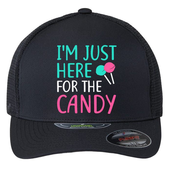 IM Just Here For The Candy Halloween Flexfit Unipanel Trucker Cap