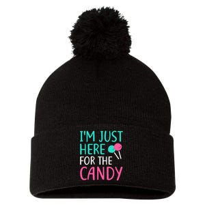 IM Just Here For The Candy Halloween Pom Pom 12in Knit Beanie