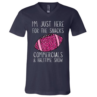 I'm Just Here For The Commercials, Snacks Football V-Neck T-Shirt