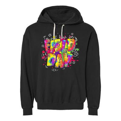 Im Just Here For Field Day Last Day School Leopard Tie Dye Garment-Dyed Fleece Hoodie