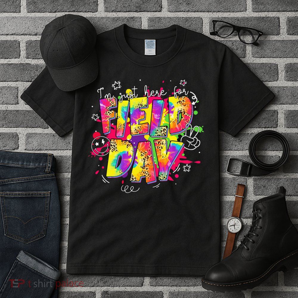 Im Just Here For Field Day Last Day School Leopard Tie Dye Tall T-Shirt